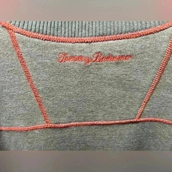 Tommy Bahama Sweater Mens L Orange Heather 1/4 Zip Pullover Reversible Brown - Picture 8 of 9